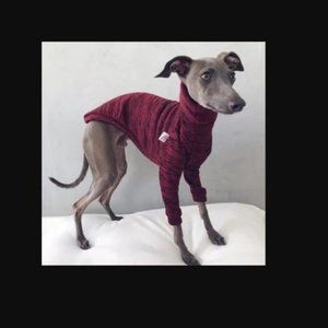 Italian Greyhound Burgundy Sweater Dog Clothing Size MEDIUM